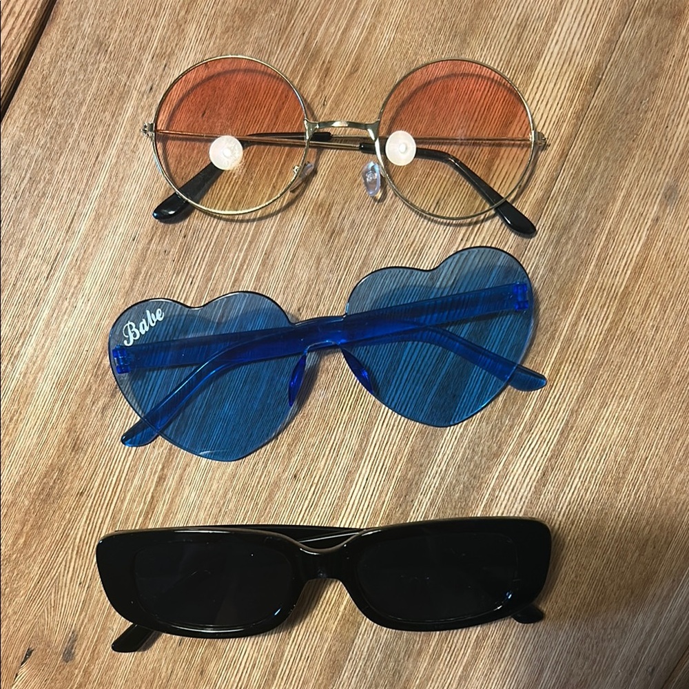 Trendy Sunglasses Trio - Gold, Blue, Black